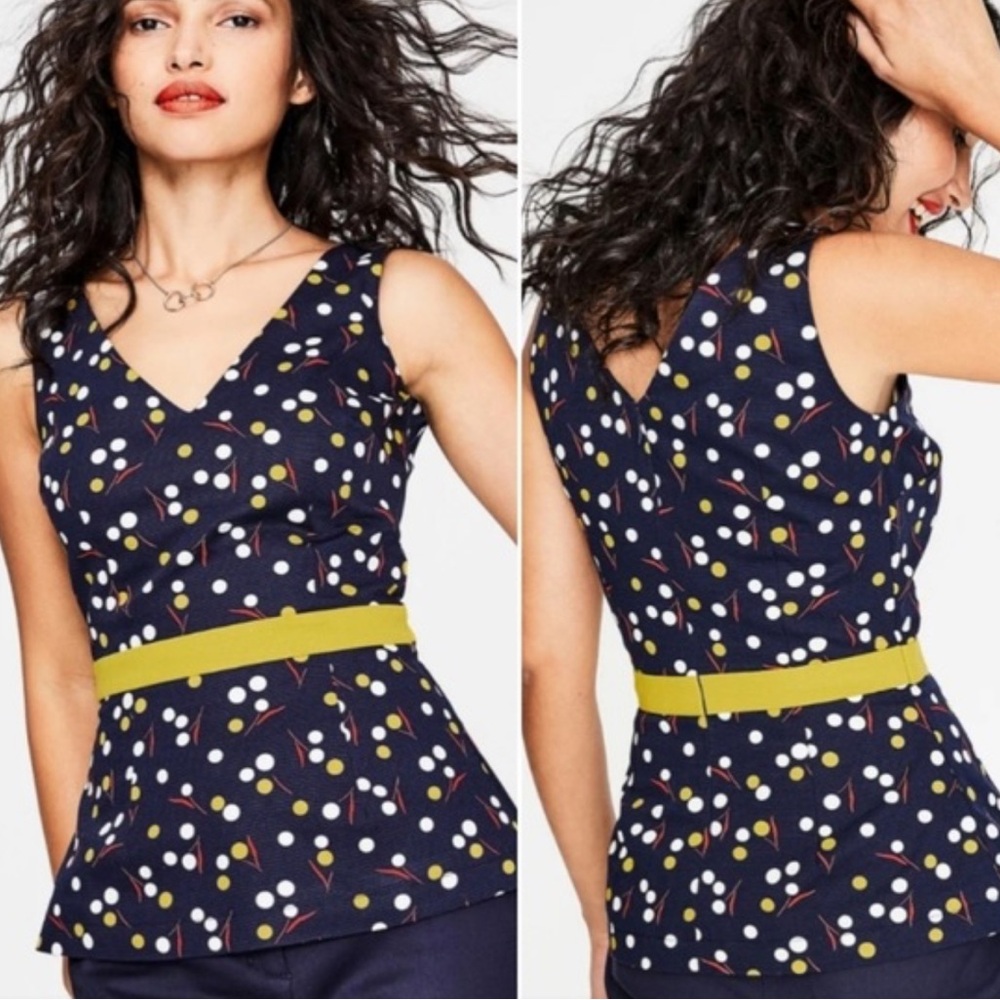 Boden Polka Dot‎ Peplum Top